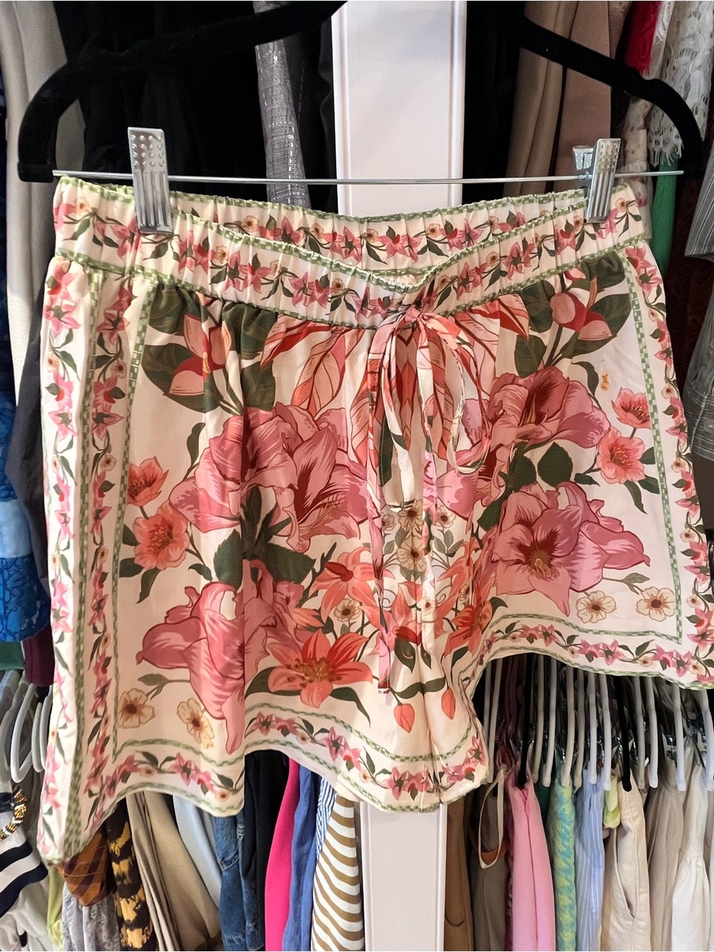 SHEIN Pink Floral Drawstring Skort